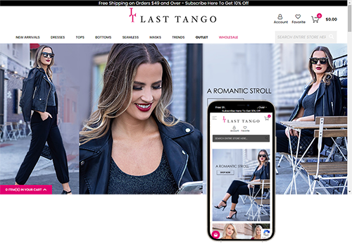 Lasttango clothing website developed by level up 360